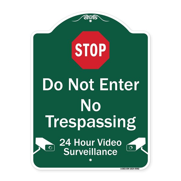 Signmission Do Not Enter 24 Hour Video Surveillance Heavy-Gauge Aluminum Architectural Sign, 24" H, GW-1824-9982 A-DES-GW-1824-9982 - main